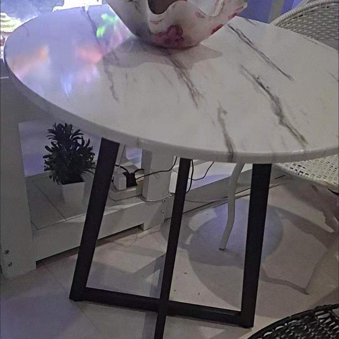 Mesa de comedor redonda pequeña, estilo moderno nórdico, ideal para hogar, balcón, tienda de té o área de negociación