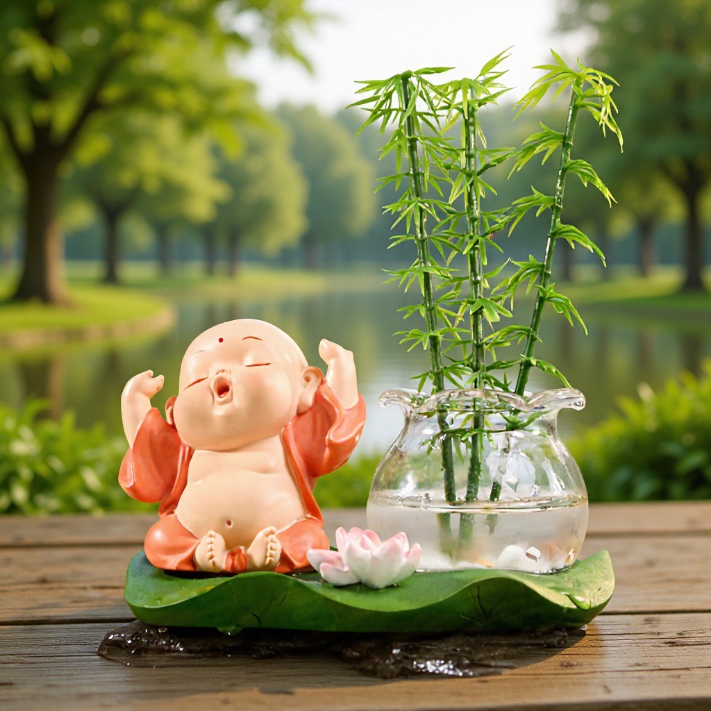 新款弥勒佛水培摆件卡通萌趣创意设计树脂工艺品居家桌面摆件批发