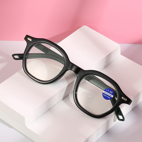 European and American Fashion Anti-blue Light Polygon Reading Glasses for Seniors, Vintage High Definition Factory Wholesale Reading Glasses