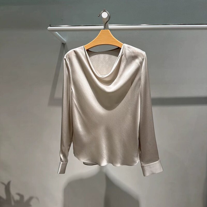 MM MaiMai 2026 Autumn New Style Misty Gray Elegant Versatile Glossy Satin Shirt Top for Women 5H7221321 MM MaiMai 2026 Autumn New Style Misty Gray Elegant Versatile Glossy Satin Shirt Top for Women 5H7221321