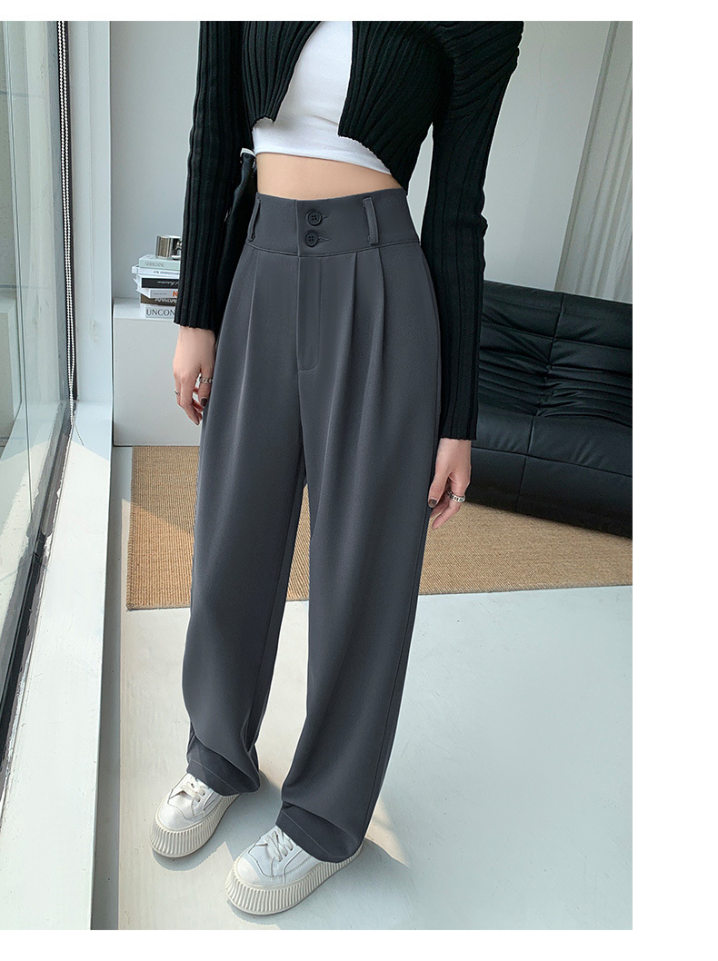 High-waisted wide-leg pants for women 2023 Spring and autumn: Loose and slimming straight-leg pants with a drape, floor-length pants, double-button casual suit pants pic 22