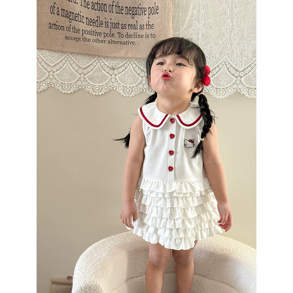 [Le En baby] Vestido de niña Falda de pastel de verano Estilo princesa Bebé Estilo occidental Lindo chaleco Falda delgada