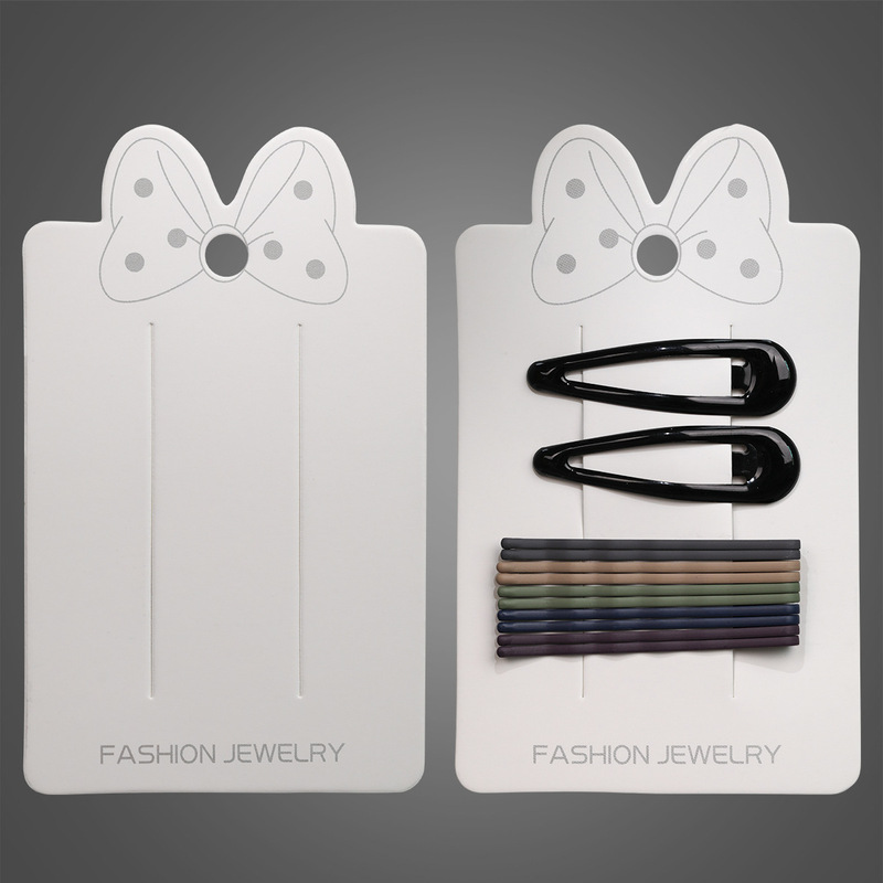 8*12cm Large Hairpin Card Gray Spotted Bow White Cardboard Letter Printing White Cardboard Ready for Sale