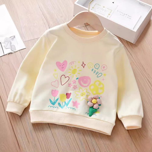Girl's Sweatshirt Autumn Style Children's Spring and Autumn Season Top for Girls Children's Clothing 2024 New Arrival Pure Cotton Baby Girl Autumn Outfit