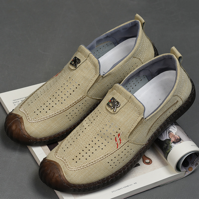 2023 Summer new fashionable all-match breathable soft bottom casual Tods Korean style men's loafers cloth shoes