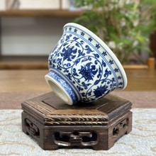 手绘柴窑仿明永乐缠枝莲压手杯盖碗壶承茶具主人杯景德镇陶瓷茶具
