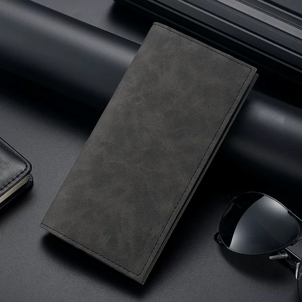 Cross-border Explosions Men's Wallet Long Ultra-thin Multi-card Casual Wallet Card Bag Solid Color One-piece Retro Wallet PU