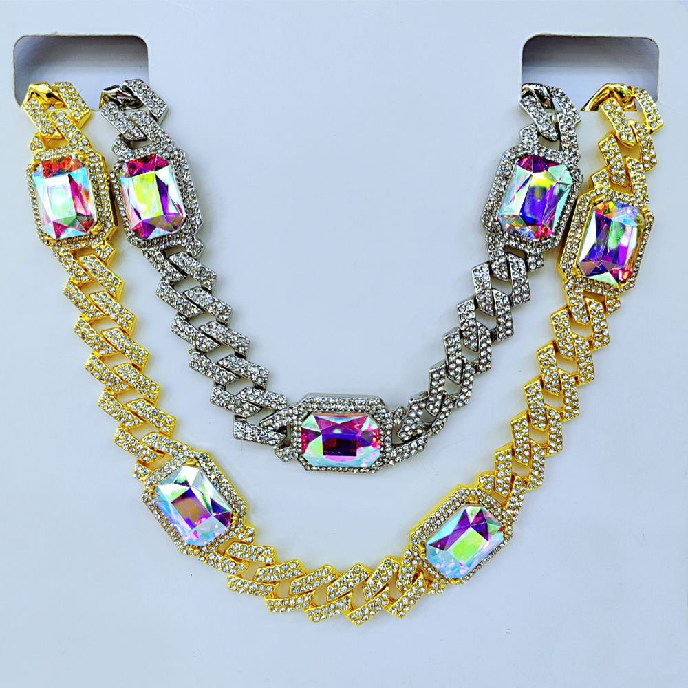 Hip-Hop Square Alloy Plating Inlay Rhinestones Unisex Necklace 1 Piece