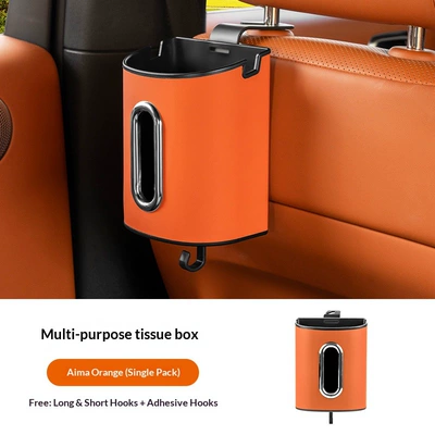 Cross-Border Hot-Selling Car Door Car tissue box/set - unbranded-emma-orange-seat-back-multifunctional-tissue-box-single-pack