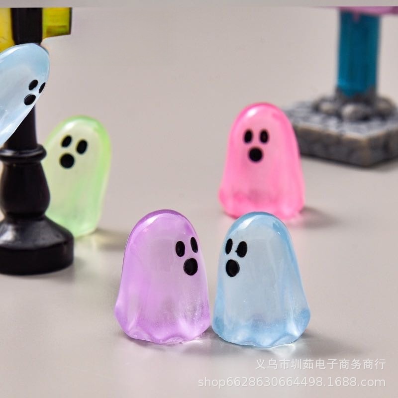 跨境批发夜光彩色小幽灵萌粒 万圣节diy盲袋装饰品配件桌面小摆件|undefined