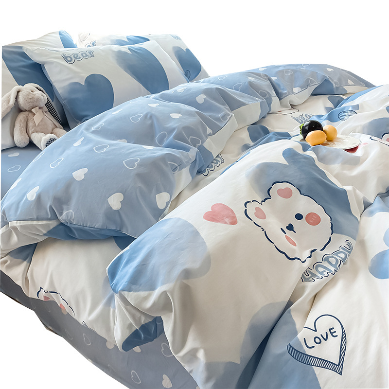 Ins ropa de cama gruesa de invierno de algodón de cuatro piezas de algodón 100 sábanas fundas de edredón sábana ropa de cama de un solo traje de tres piezas