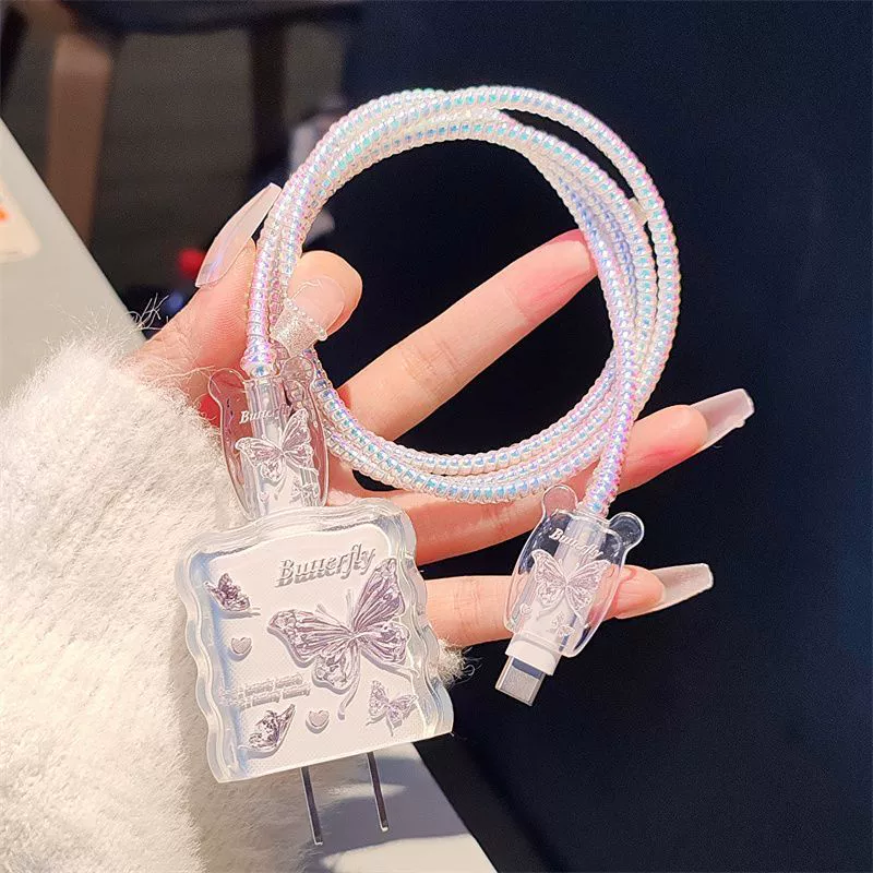 Защитный чехол для зарядного устройства Butterfly премиум-класса, совместимый с кабелем для зарядки Apple 16, предотвращает повреждения, для чехлов iPad 15/13, 20 Вт