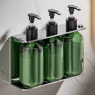 304 Stainless Steel Soap Dispenser Punch-Free Wall-Mounted Hotel Bathroom Bath Shampoo Press Bottle Cross Border