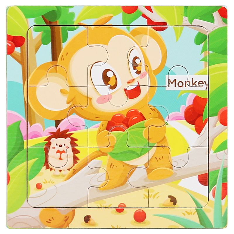 9 ピースフラットパズル木製小さなパズル幼児早期教育教育漫画動物交通認知おもちゃ卸売|undefined