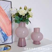 北欧ins风简约创意圆肚花瓶玻璃摆件现代客厅创意装饰品插花花器