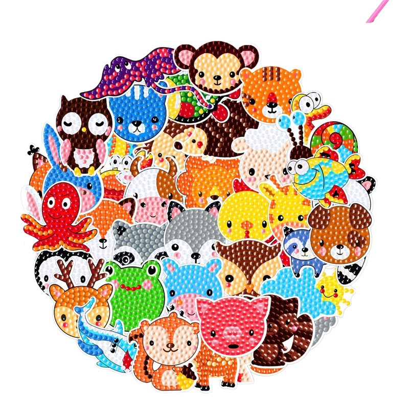 Pegatinas de animales de dibujos animados superventas Pintura de diamante pegatinas gratis Pintura de ladrillo DIY pegatinas de pared pegatinas hechas a mano cristal diamante brillante