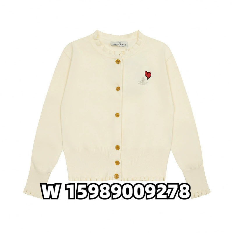 Кардиган (Vivienne Westwood) с вышитым сердцем и орбом, шерсть, размеры S–L, абрикос/чёрный