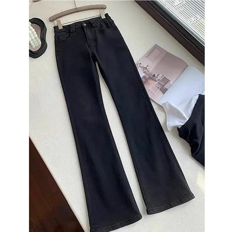 Cross-Border 2026 Black Willow Leaf Curved Jeans for Men, American High Street Style, Slightly Flared Straight Pants, Slim Fit Cross-Border 2026 Black Willow Leaf Curved Jeans for Men, American High Street Style, Slightly Flared Straight Pants, Slim Fit