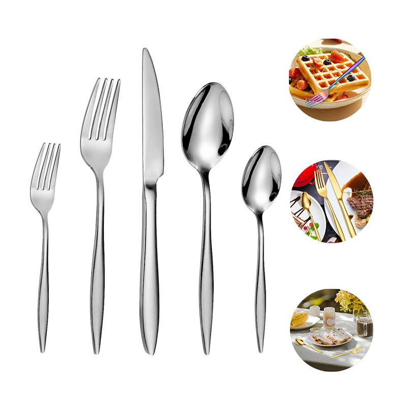 430 stainless steel knife, fork and spoon thickened pointed handle tableware thick handle hotel restaurant steak knife, fork and spoon suit