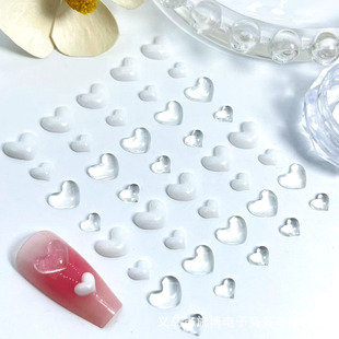 Internet celebrity transparent love nail jewelry peach heart nail drill wholesale heart-shaped nail accessories DIY resin accessories