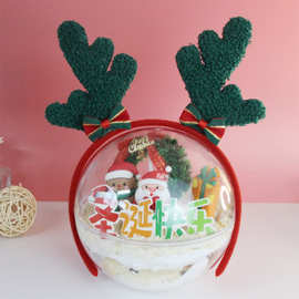 圣诞发箍鹿角发卡帽子水晶球慕斯球蛋糕装扮老人叶子草圈烘焙插件