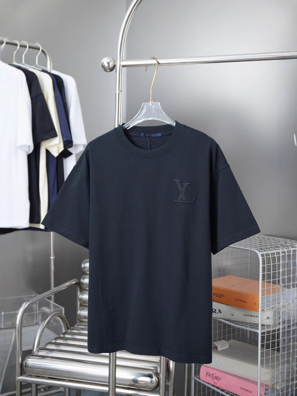 クロスボーダー正規版 Lujia 25ss 刺繍文字ロゴ半袖男女同型ラウンドネック T シャツ、ゆったりと多用途|undefined