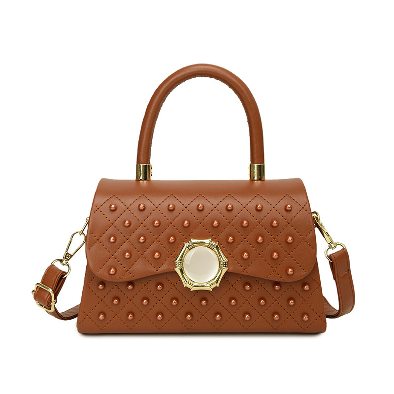 Women's Cross-Body Small Square Bag Luxury Handbag Diamond Pattern Versatile Studded Shoulder Bag New Style_voghion.com