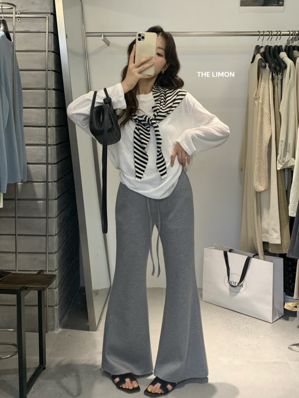 【高品质订货】美式高街｜街拍范慵懒垂感显瘦微喇裤长款休闲裤|undefined