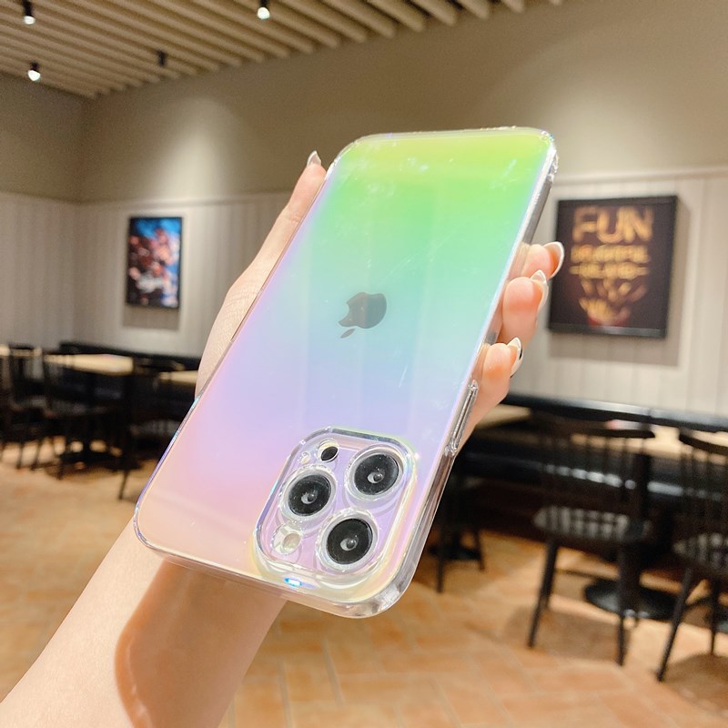 IPhone16 pro max携帯ケース13メッキレーザーリンゴ15グラデーション透明PCハードケース変色