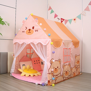 Children's Tent Indoor Home Use for Girls, Princess Play Castle, Small House, Baby-Exclusive Crawling Strawberry Bear