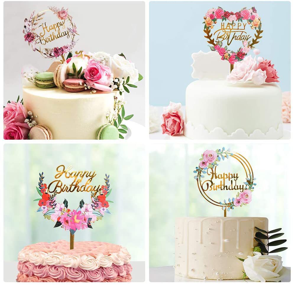 Date D'anniversaire Lettre Forme De Cœur Fleur Arylique Fête Fournitures De Décoration De Gâteaux 1 Pièce display picture 3