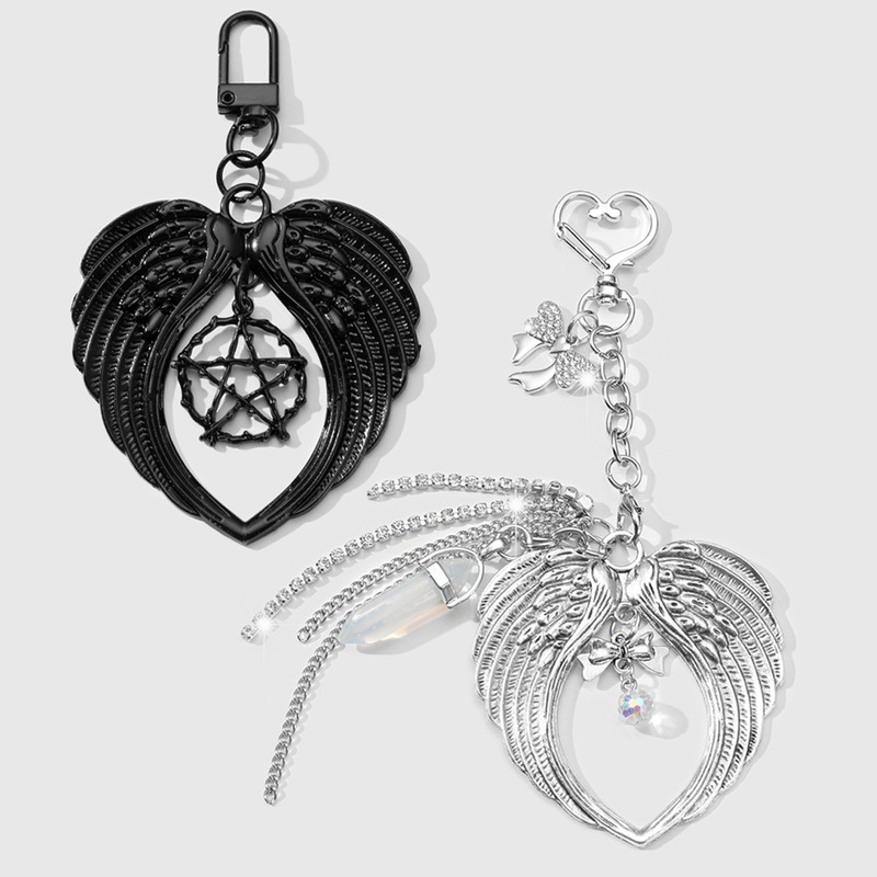 Y2K Trendy Personality Dark Gothic Style Multi-Color Angel Devil Wings Star Rhinestone Keychain Bag Pendant Y2K Trendy Personality Dark Gothic Style Multi-Color Angel Devil Wings Star Rhinestone Keychain Bag Pendant