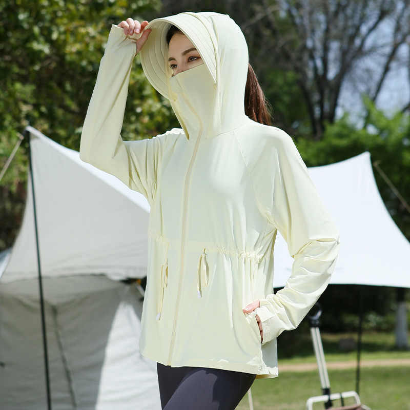 Moxun ロマンチックなウエストアイスシルク日焼け止め服女性のための 2025 新しい夏の韓国スタイルのカラースリム upf50 + 日焼け止め服|undefined