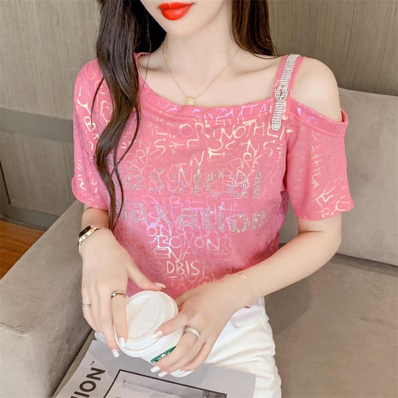 Off-Shoulder Short-Sleeve T-Shirt for Women, Summer 2026 New European Style Niche Top Off-Shoulder Short-Sleeve T-Shirt for Women, Summer 2026 New European Style Niche Top