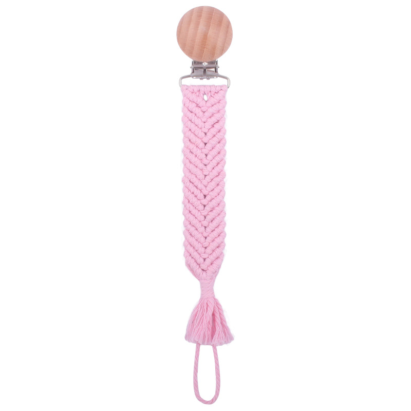 Bebé suministros de haya boca ancha boca pezón clip pezón cuerda DIY bebé creativo hecho a mano tejida algodón cuerda pezón cadena
