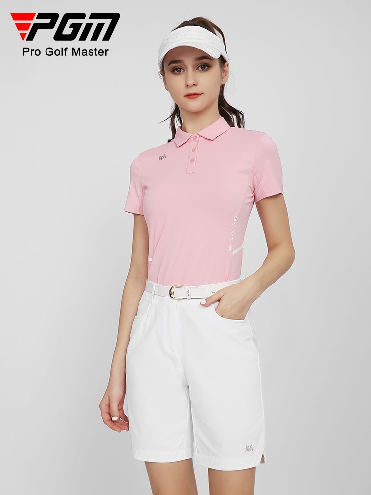 Quần short golf nữ PGM cạp cao ống đứng thể thao mùa hè — KUZ148-Đen, KUZ148-Kaki, KUZ148-màu trắng