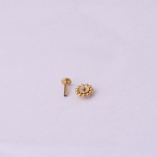 Stainless steel welded ball inlaid with diamond 1.2*6/8mm inner tooth lip nail earrings piercing jewelry punk piercing jewelry
