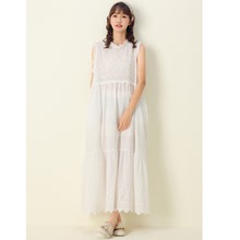 日系甜美刺绣背心裙长款2022夏季新款宽松大码棉麻超仙白色连衣裙