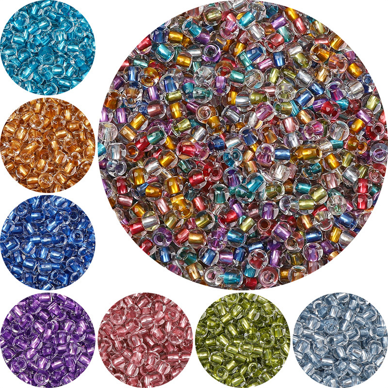 Home-made super high-quality silver-filled glass rice beads loose beads handmade DIY bracelet necklace beaded pendant jewelry accessories