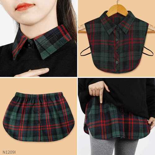 Pipi Lian Women's Autumn Sweatshirt: Layered Bottoming Top with Shark-Edge Hem, Perfect for Covering the Butt—Plus-Size Plaid Skirt