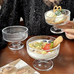 Ins風アイスクリームボールグラスヨーグルトボウル低足デザートボウルアイスクリームミルク昔プリンムースカップアイスクリームカップ