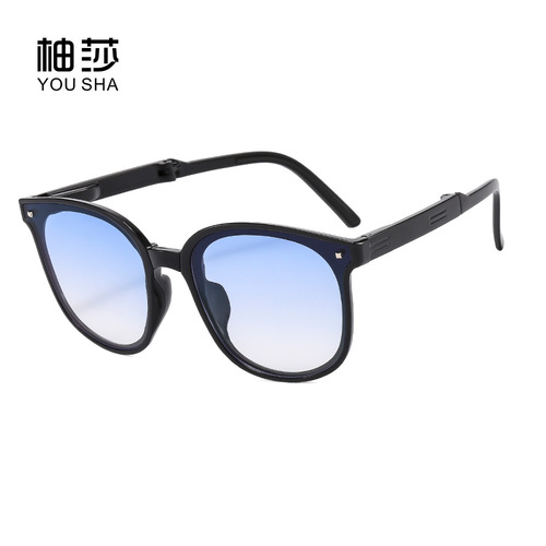 Sunglasses  New Anti-UV Strong Light Sunscreen Sunglasses Big Face Slimming Trendy Street Photography Folding Sunglasses