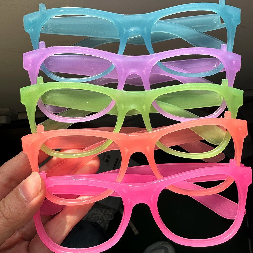 Gafas que brillan en la oscuridad y cambian de color, decoraciones para fiestas de Halloween, accesorios para fotos, monturas de gafas fluorescentes de plástico coloridas