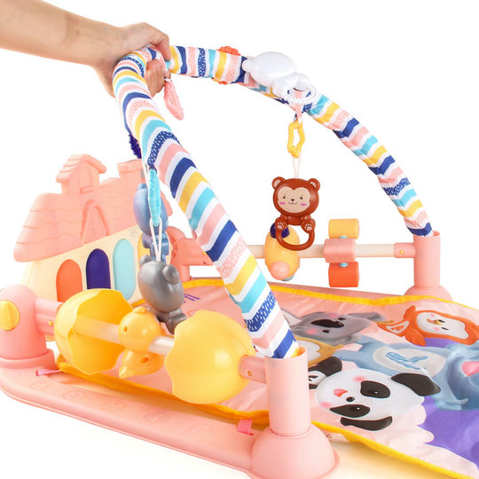 Manufacturers supply infant foot piano with guardrail light music washable crawling mat newborn fitness rack
