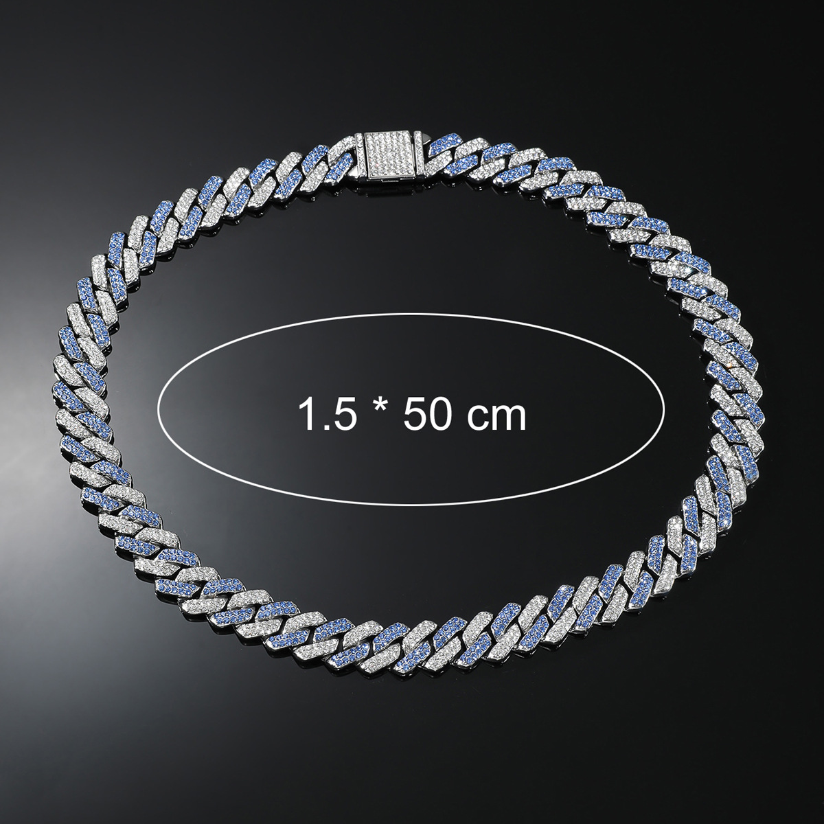 Popular European American Diamond-studded Diamond-shaped Two-tone Cuban Chain Jewelry, Trendy And Bold Statement_voghion.com