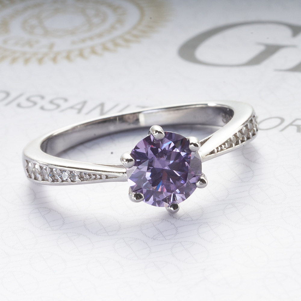 123 quilates púrpura turquesa anillo de moissanita lote de anillo de diamante de color D color sobre la prueba de penetración transfronteriza