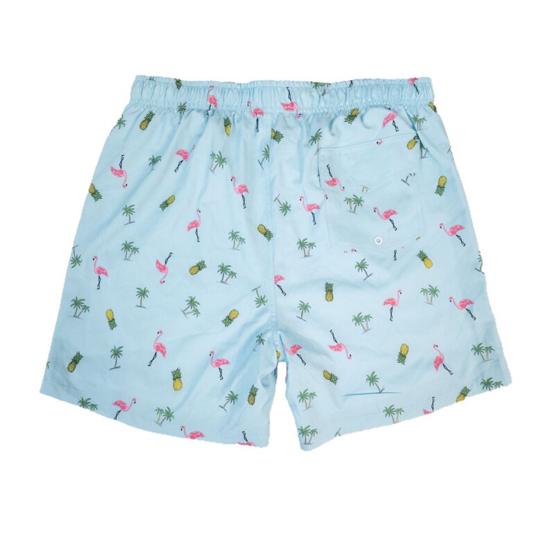 Cross-border custom men's beach shorts, Amazon summer flamingo print shorts, loose and casual beach five-point shorts Cross-border custom men's beach shorts, Amazon summer flamingo print shorts, loose and casual beach five-point shorts