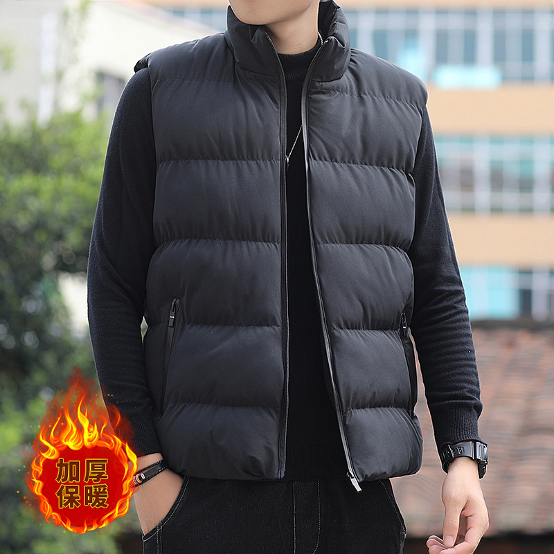 Chaleco para hombre transfronterizo para otoño e invierno, chaleco sin mangas grueso con cuello alto, chaqueta cortavientos para hombre, chaleco cálido de algodón, gilet. image 3