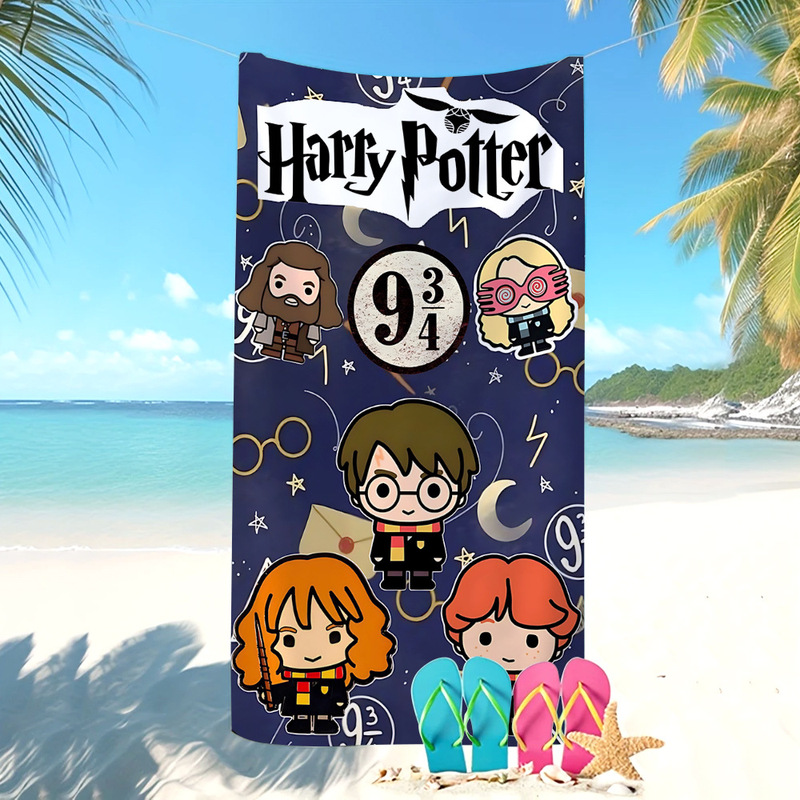 Cross-Border Cartoon Harry Potter Children's Bath Towel Digitally Printed Hogwarts Harry Potter Beach Towel