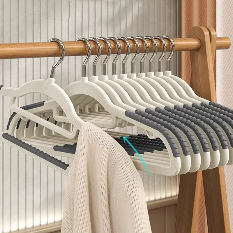 无痕塑料衣架鱼嘴干湿防滑衣服撑 双位衣架家用衣撑晾晒 衣架批发